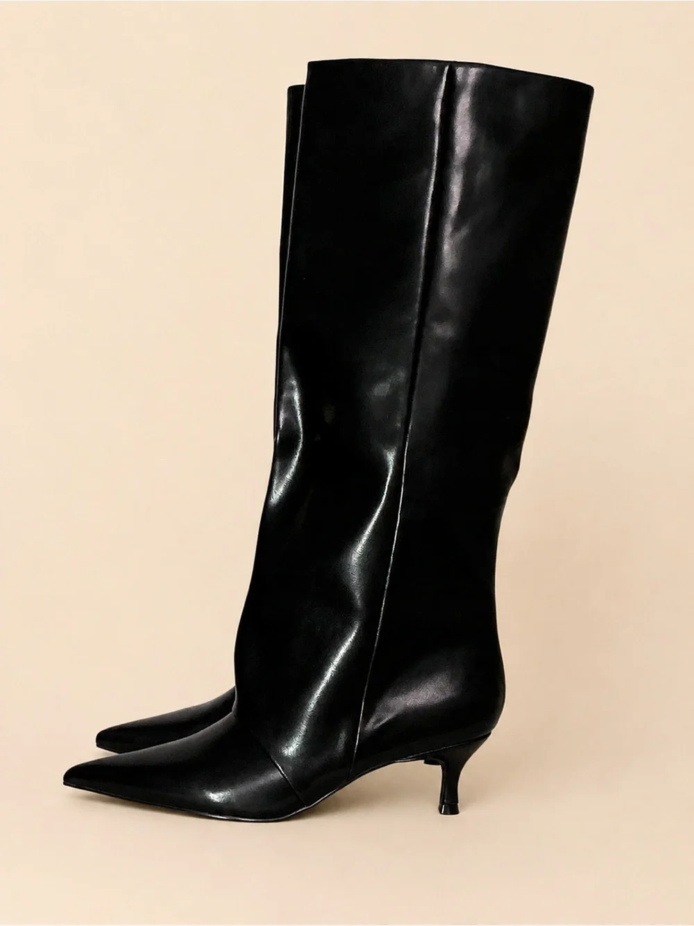 🖤⚡ Sleek Pointed-Toe Kitten-Heel Knee Boots | Size 8 | NWOT ⚡🖤